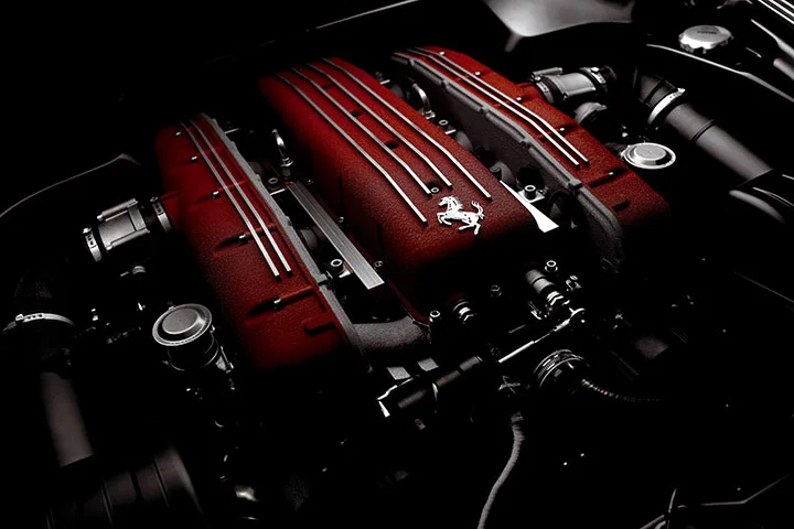 Ferrari engine featured on the official Ferrari of Houston website