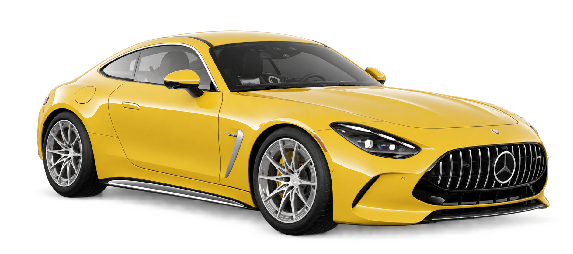 Yellow Mercedes-AMG GT 63 Coupe, front three-quarter view