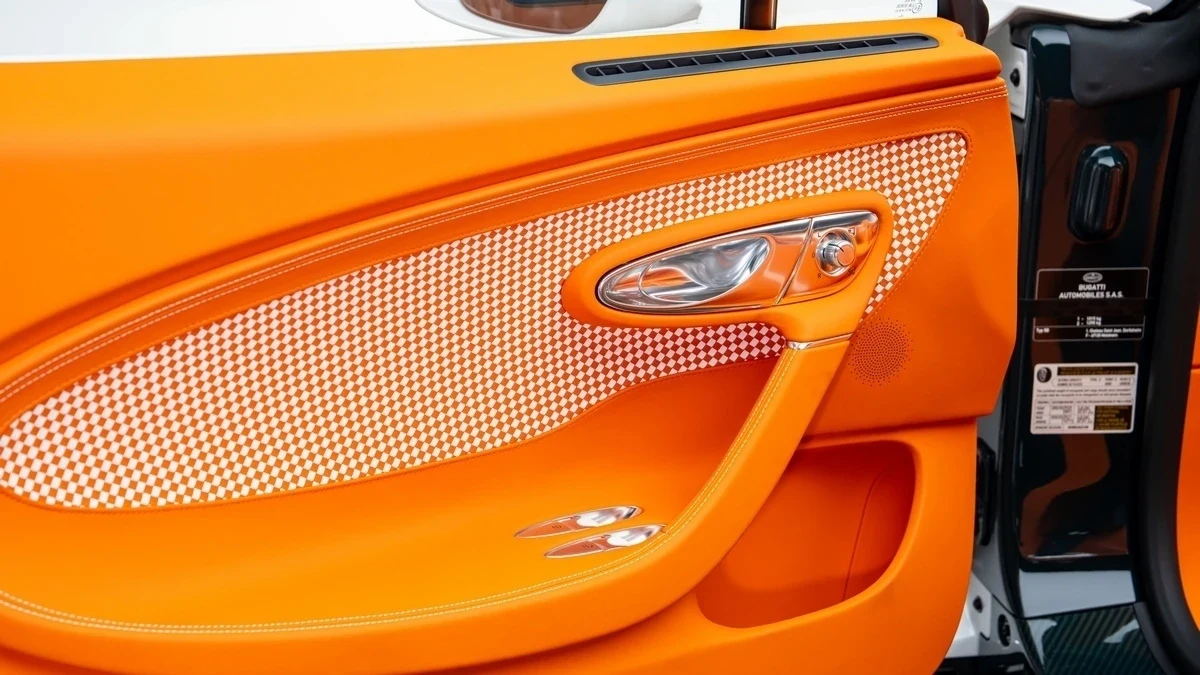 2025 Bugatti W16 Mistral interior, door panel, Orange
