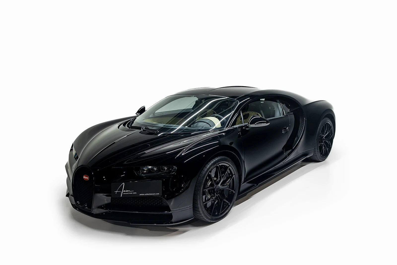 Black Bugatti Chiron Sport, full front three-quarter view