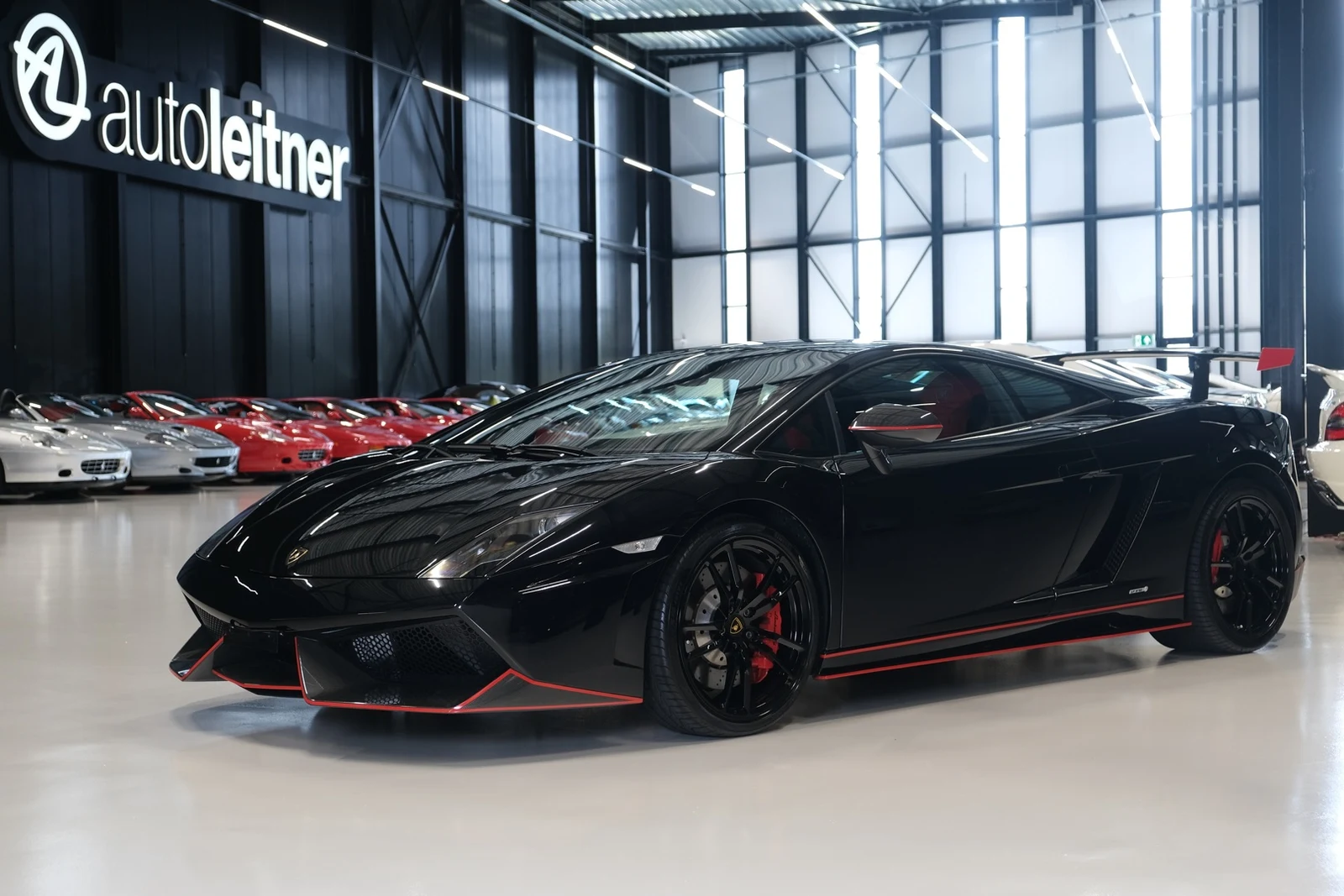 Black Lamborghini Gallardo Super Trofeo Stradale, full front three-quarter view
