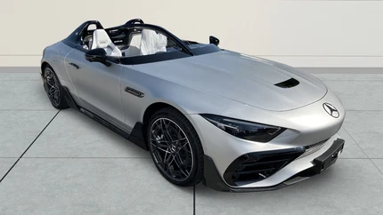 Silver Mercedes-AMG PureSpeed, full front three-quarter view