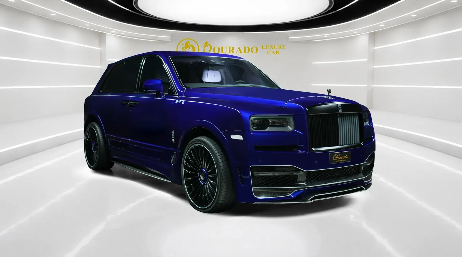 2019 Rolls-Royce Cullinan by Onyx Concept, Deep Salamanca Blue, complete car from a front three-quarter angle