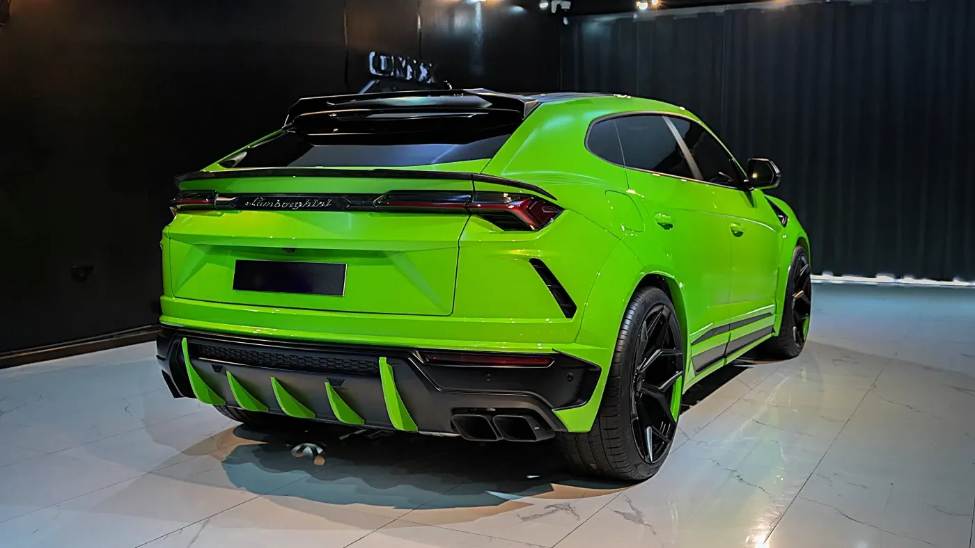 2021 Lamborghini Urus Capsule Novitec ESTESO, rear three-quarter view, Green Verde Mantis