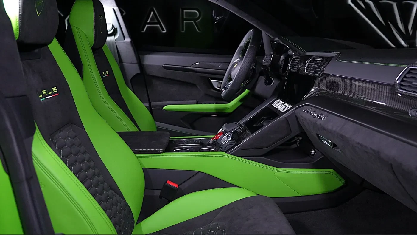 2021 Lamborghini Urus Capsule Novitec ESTESO interior, seats, Nero Alcantara & Verde Fauns