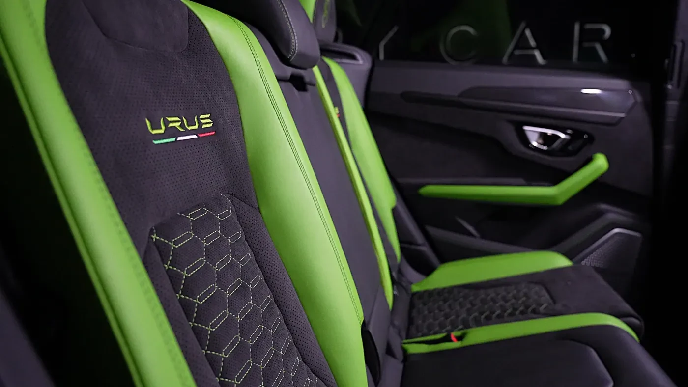 2021 Lamborghini Urus Capsule Novitec ESTESO interior, seats, Nero Alcantara & Verde Fauns