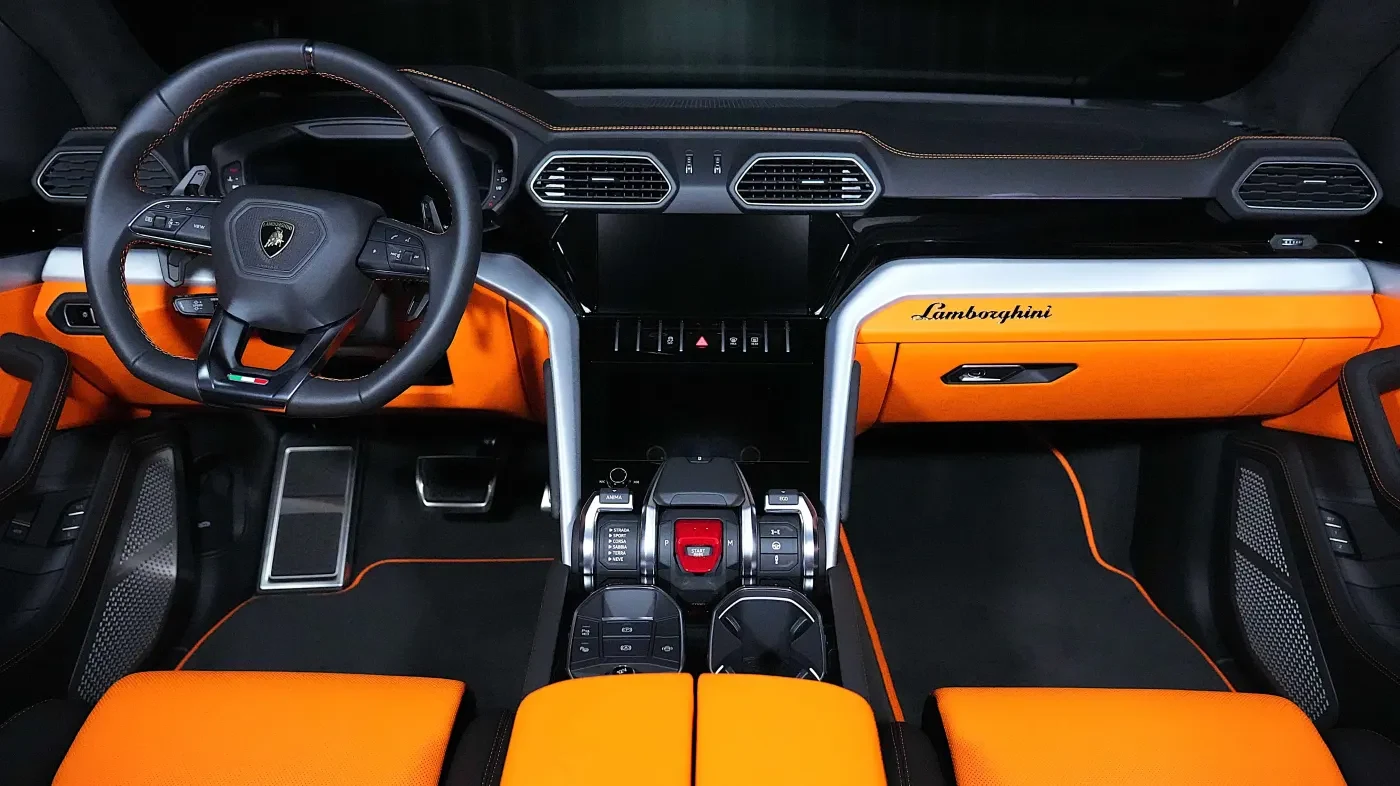 2023 Lamborghini Urus Novitec ESTESO interior, dashboard, Nera (Black) & Anracio Dryope (Orange)