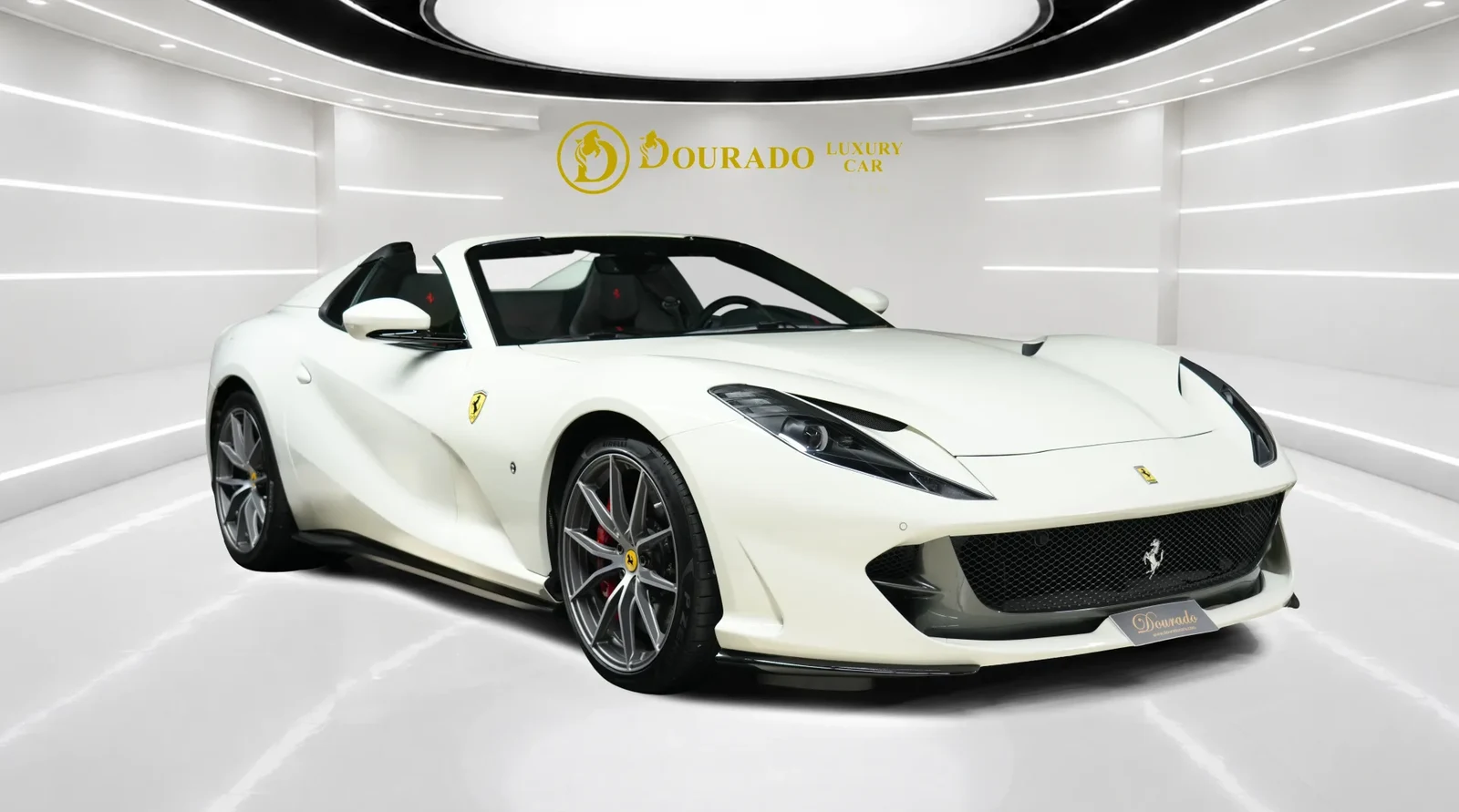 2022 Ferrari 812 GTS, White (Bianco Avus), complete car from a front three-quarter angle