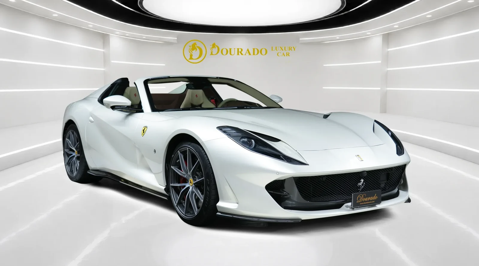 2022 Ferrari 812 GTS, White (Bianco Italya), complete car from a front three-quarter angle