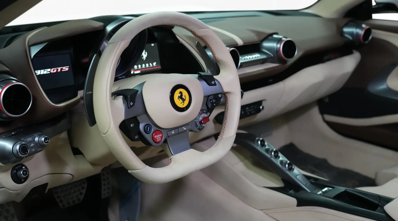 2022 Ferrari 812 GTS interior, dashboard, Beige and Brown