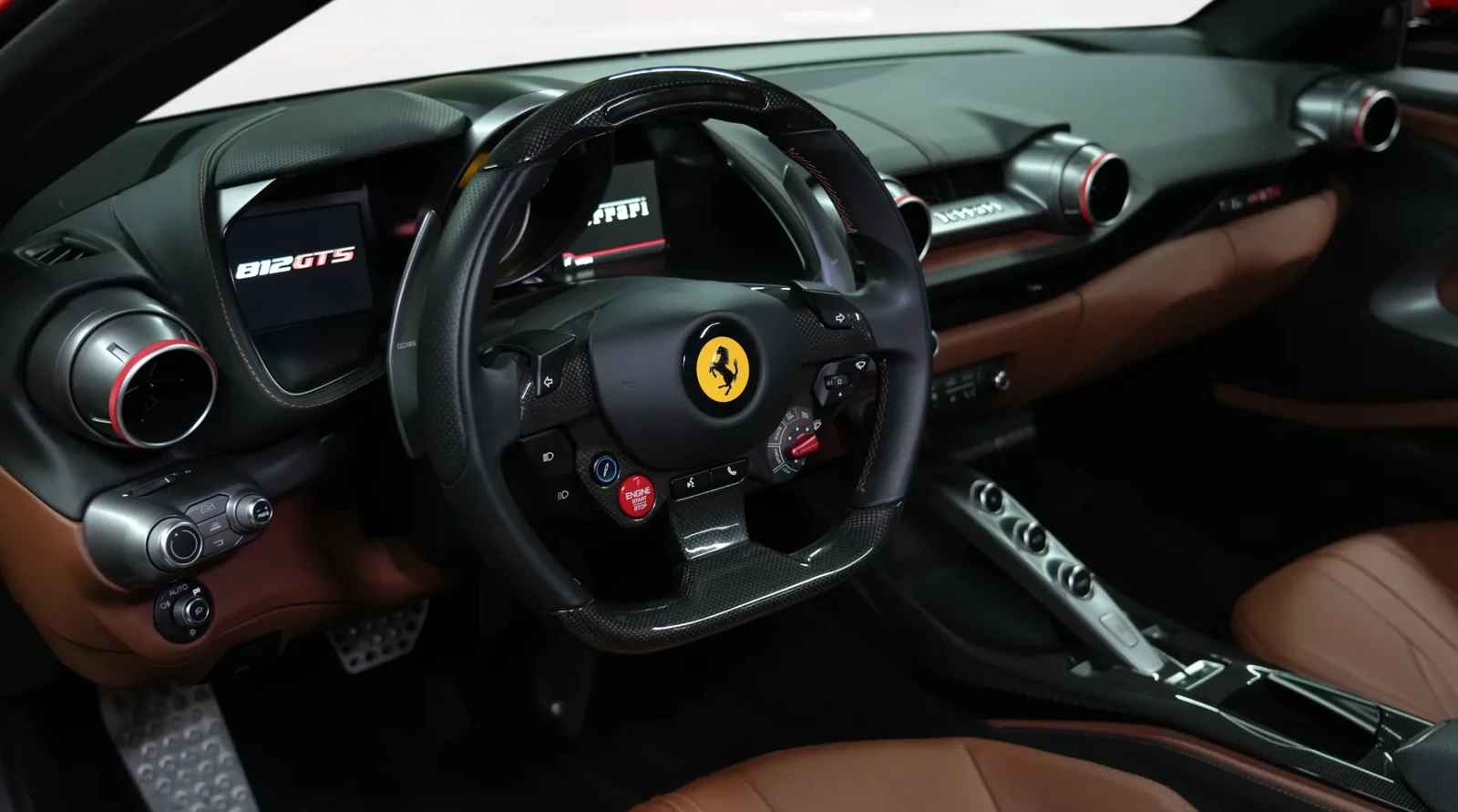 2022 Ferrari 812 GTS interior, Brown and Black