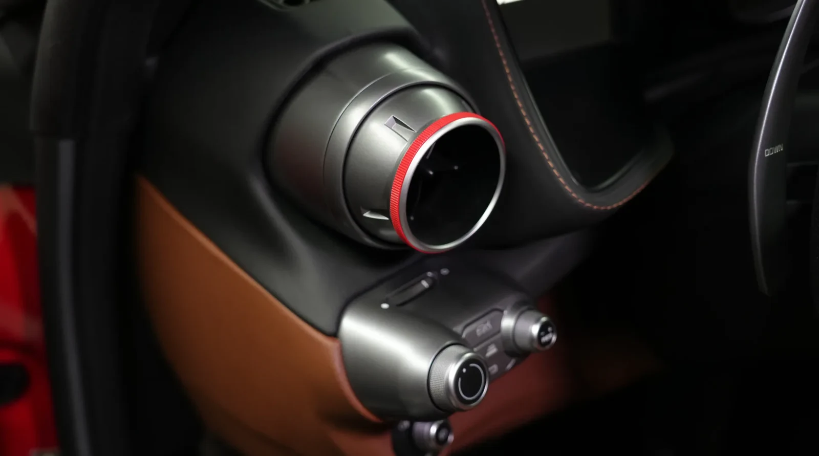 2022 Ferrari 812 GTS interior, center console, Brown and Black