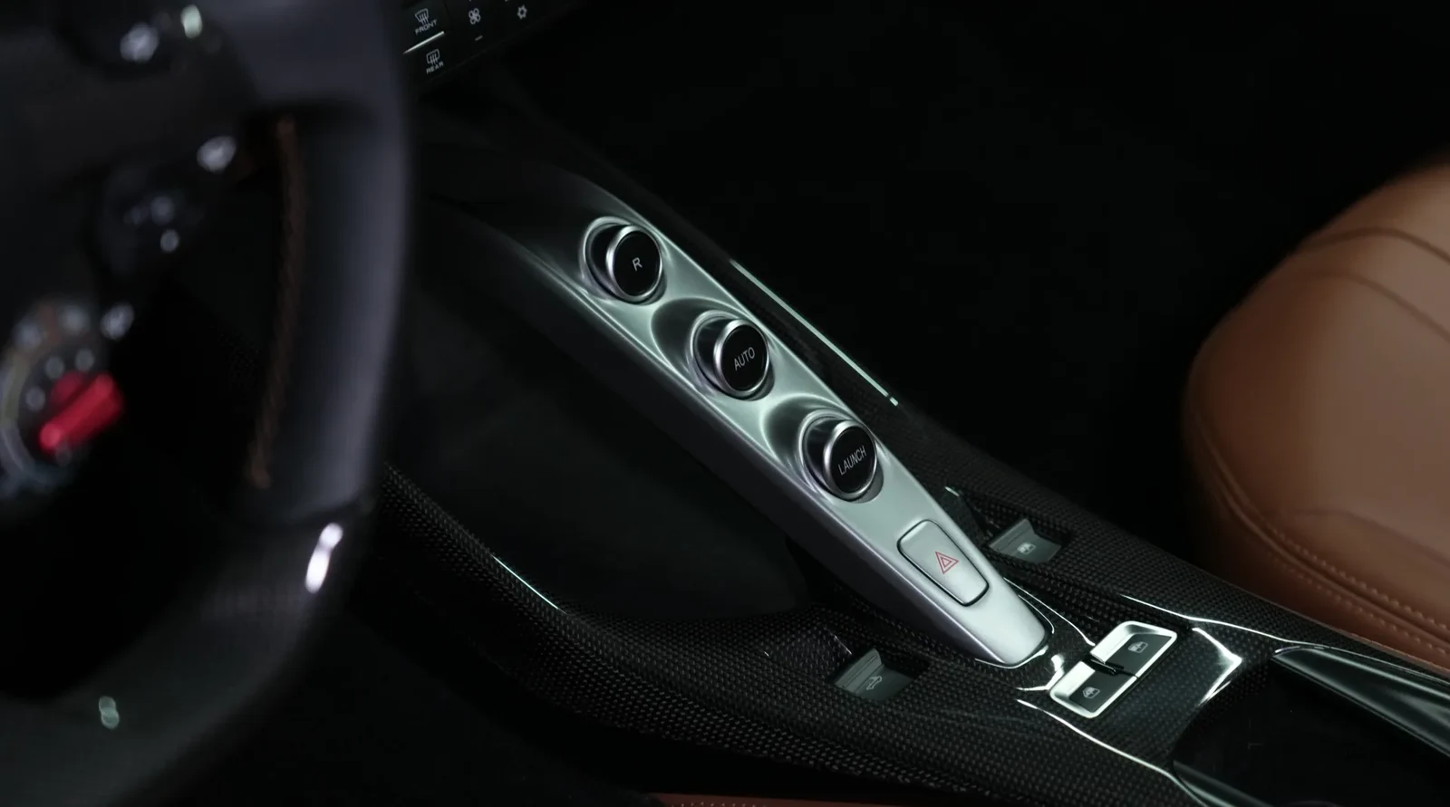 2022 Ferrari 812 GTS interior, center console, Brown and Black