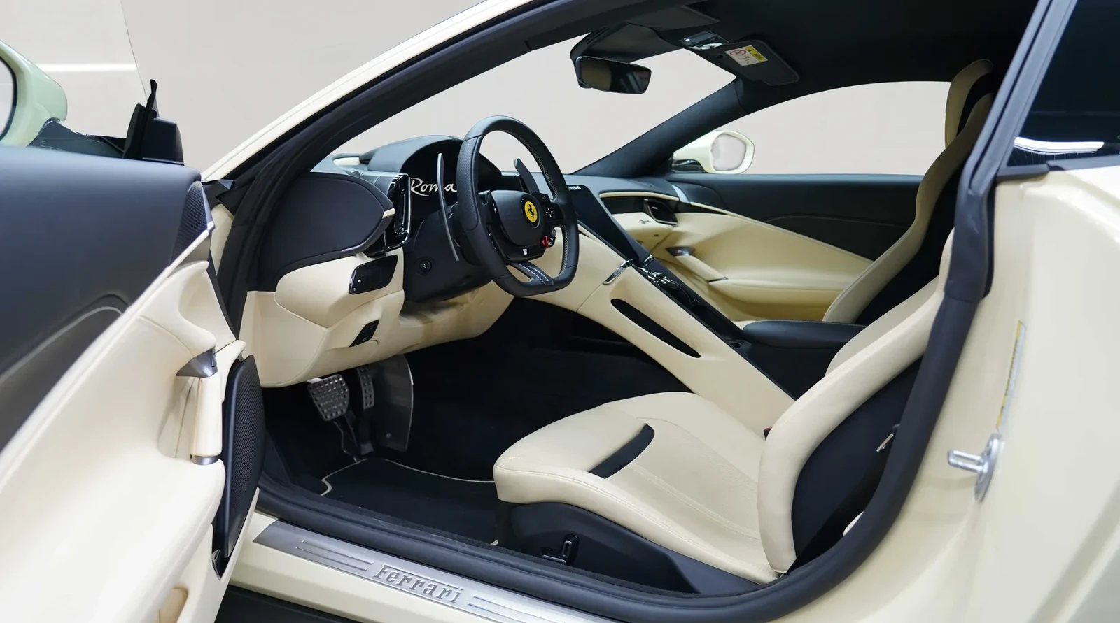 2022 Ferrari Roma interior, Crema