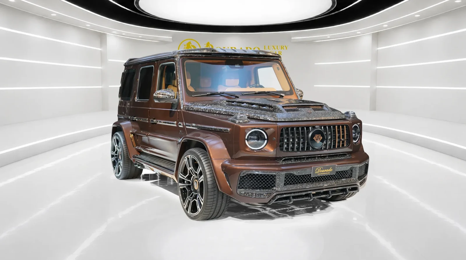 2022 Mercedes-Benz G-Class G7X by Onyx Concept, Mystic Brown Metallic, complete car from a front three-quarter angle
