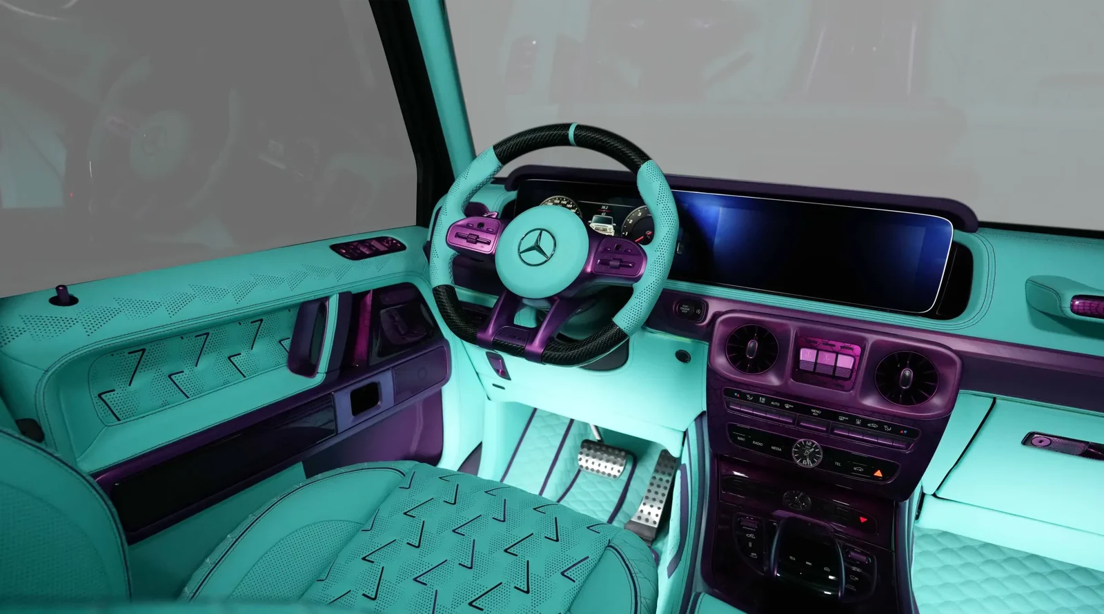2023 Mercedes-Benz G-Class G7X by Onyx Concept interior, dashboard, Tiffany Blue & Purple