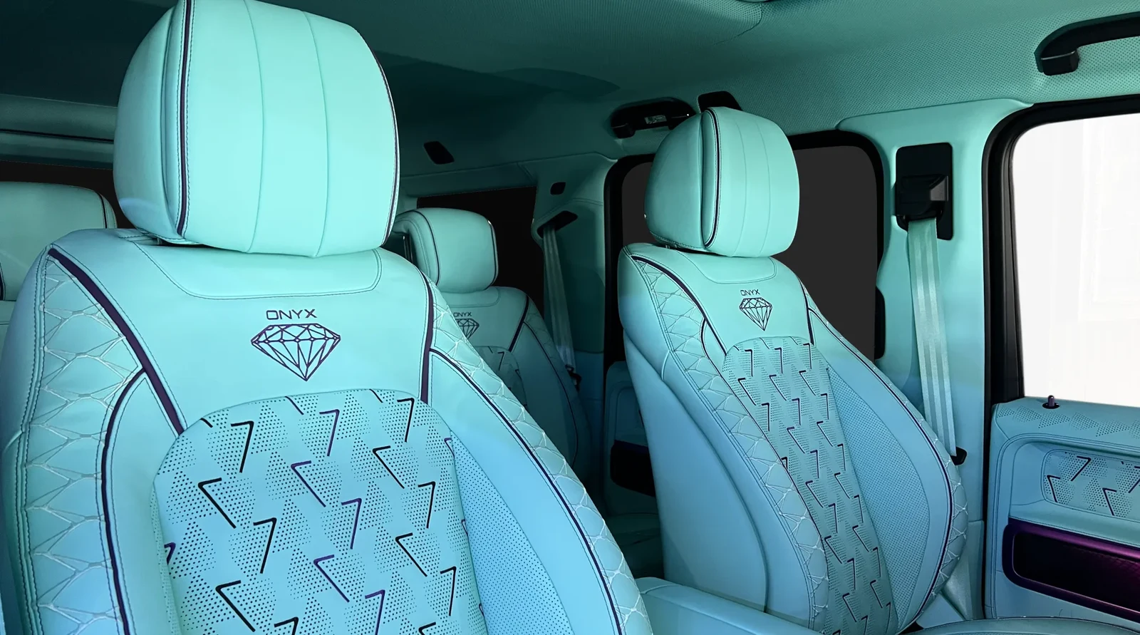 2023 Mercedes-Benz G-Class G7X by Onyx Concept interior, seats, Tiffany Blue & Purple