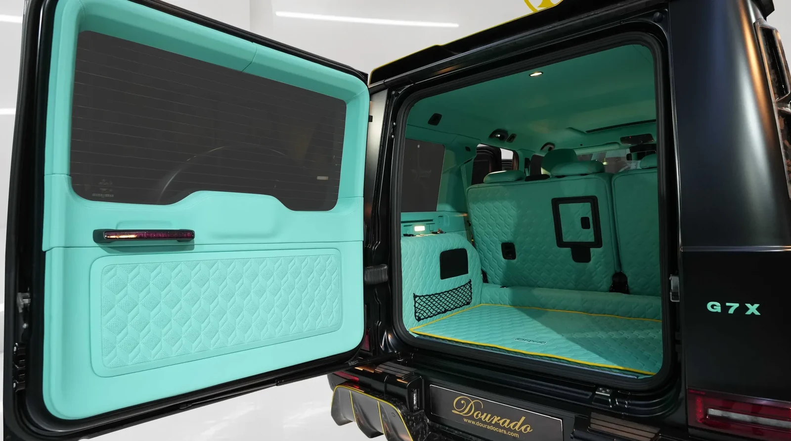 2023 Mercedes-Benz G-Class G7X Keeva by Onyx Concept interior, door panel, Mint Green & Goldenrod Matte