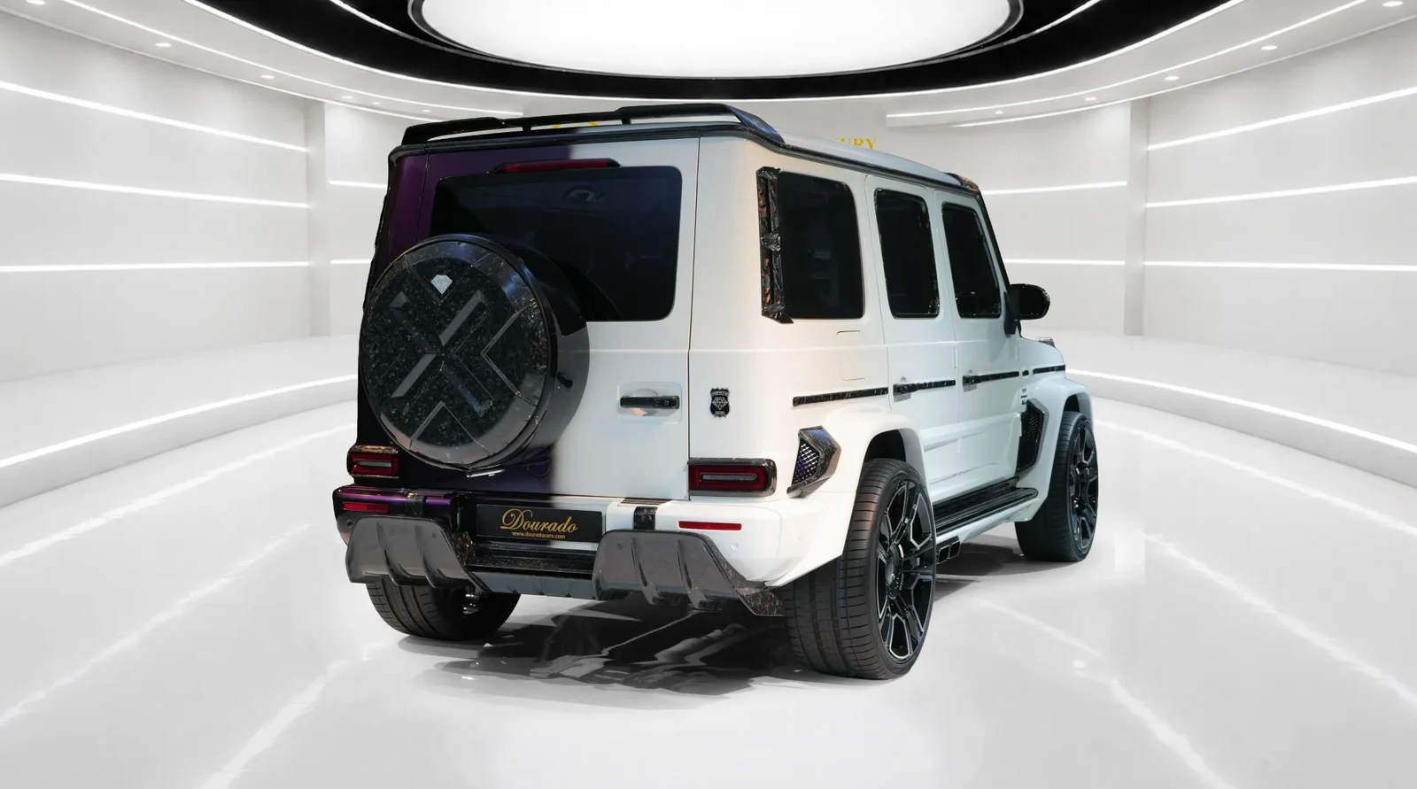 2024 Mercedes-Benz G-Class G9X Onyx Concept Mirage Edition, rear three-quarter view, Purple and White