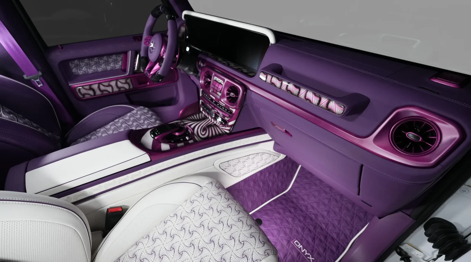 2024 Mercedes-Benz G-Class G9X Onyx Concept Mirage Edition interior, Purple and White