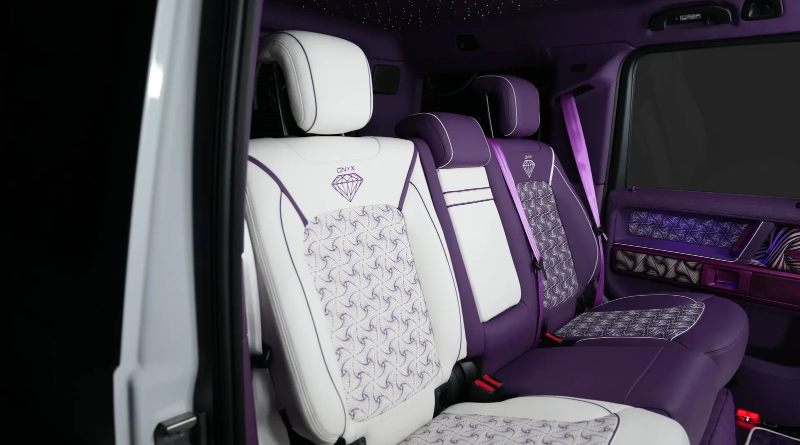 2024 Mercedes-Benz G-Class G9X Onyx Concept Mirage Edition interior, seats, Purple and White
