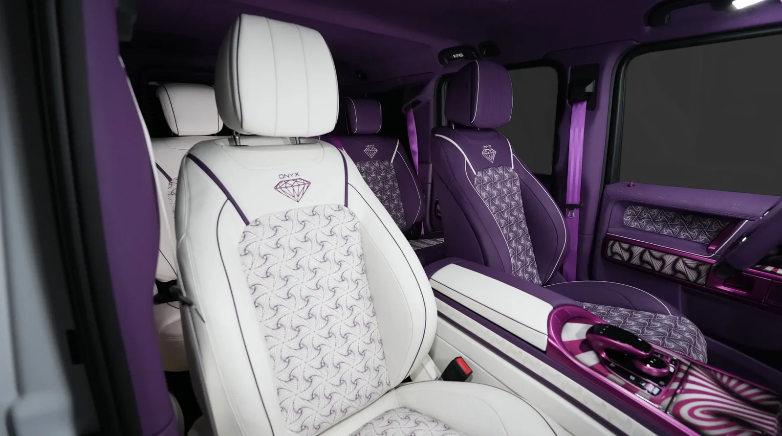 2024 Mercedes-Benz G-Class G9X Onyx Concept Mirage Edition interior, seats, Purple and White