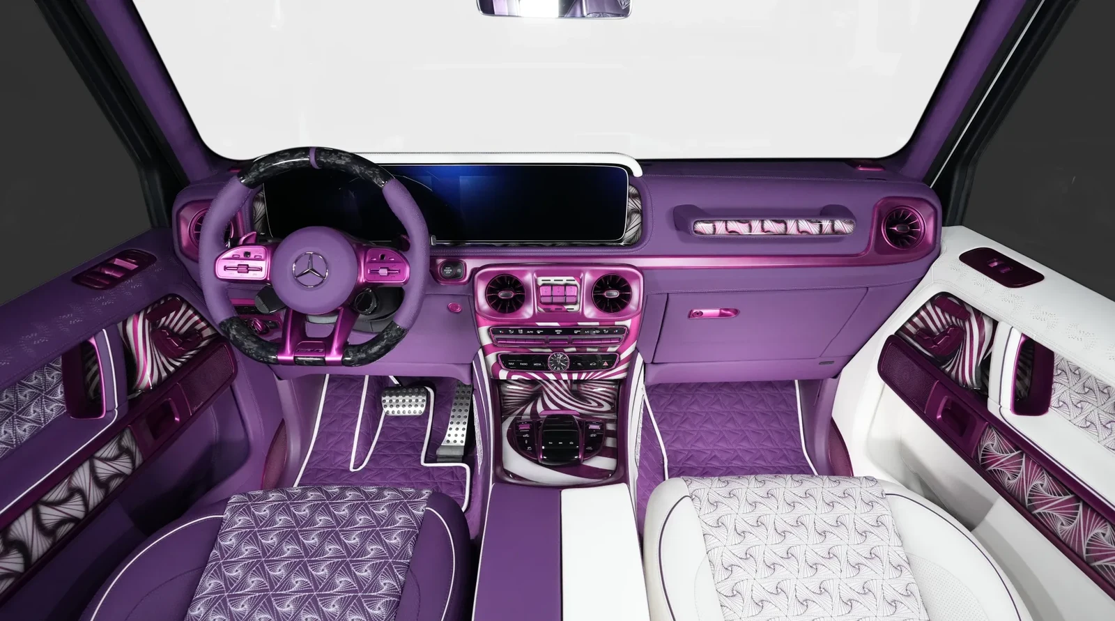 2024 Mercedes-Benz G-Class G9X Onyx Concept Mirage Edition interior, Purple and White