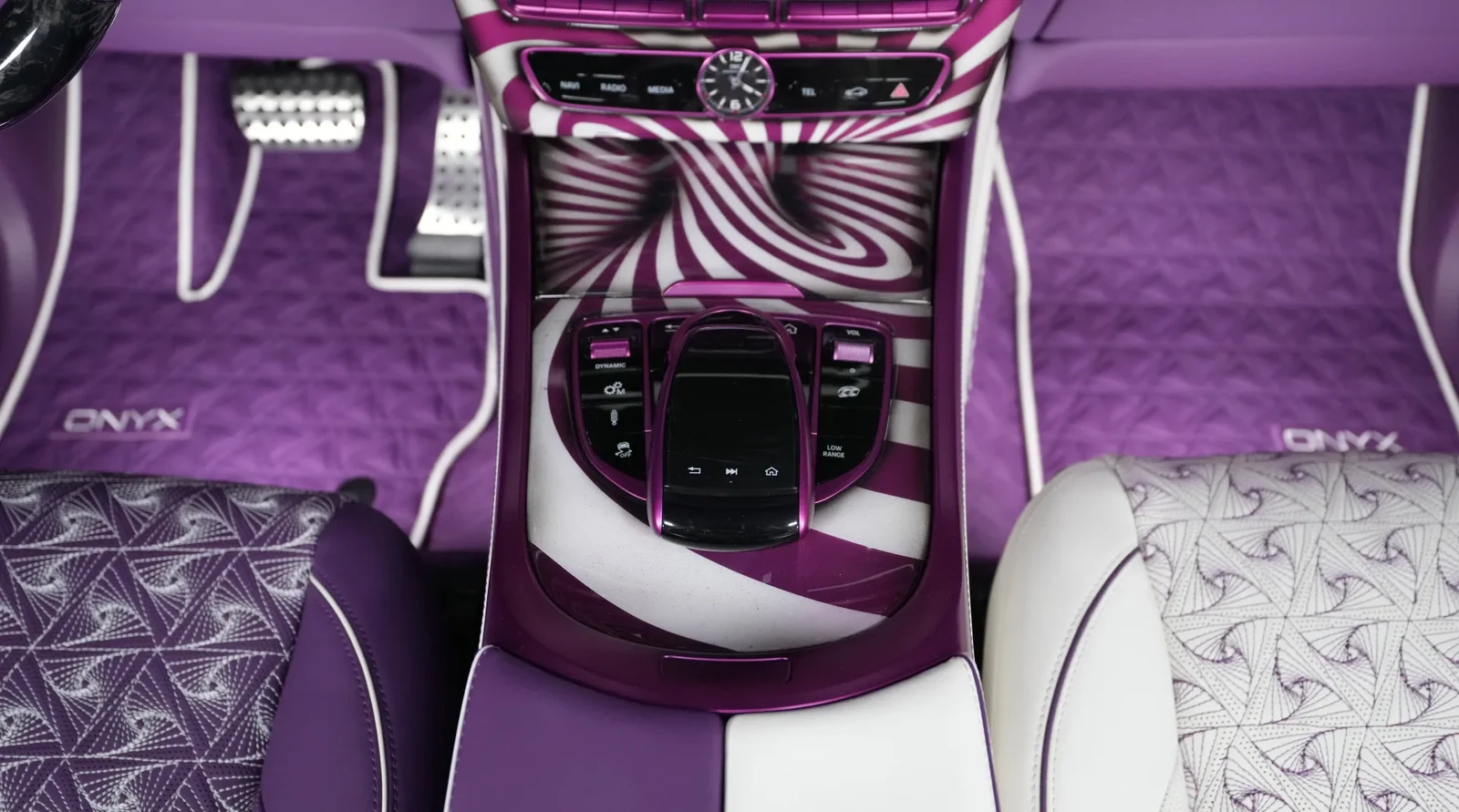 2024 Mercedes-Benz G-Class G9X Onyx Concept Mirage Edition interior, Purple and White