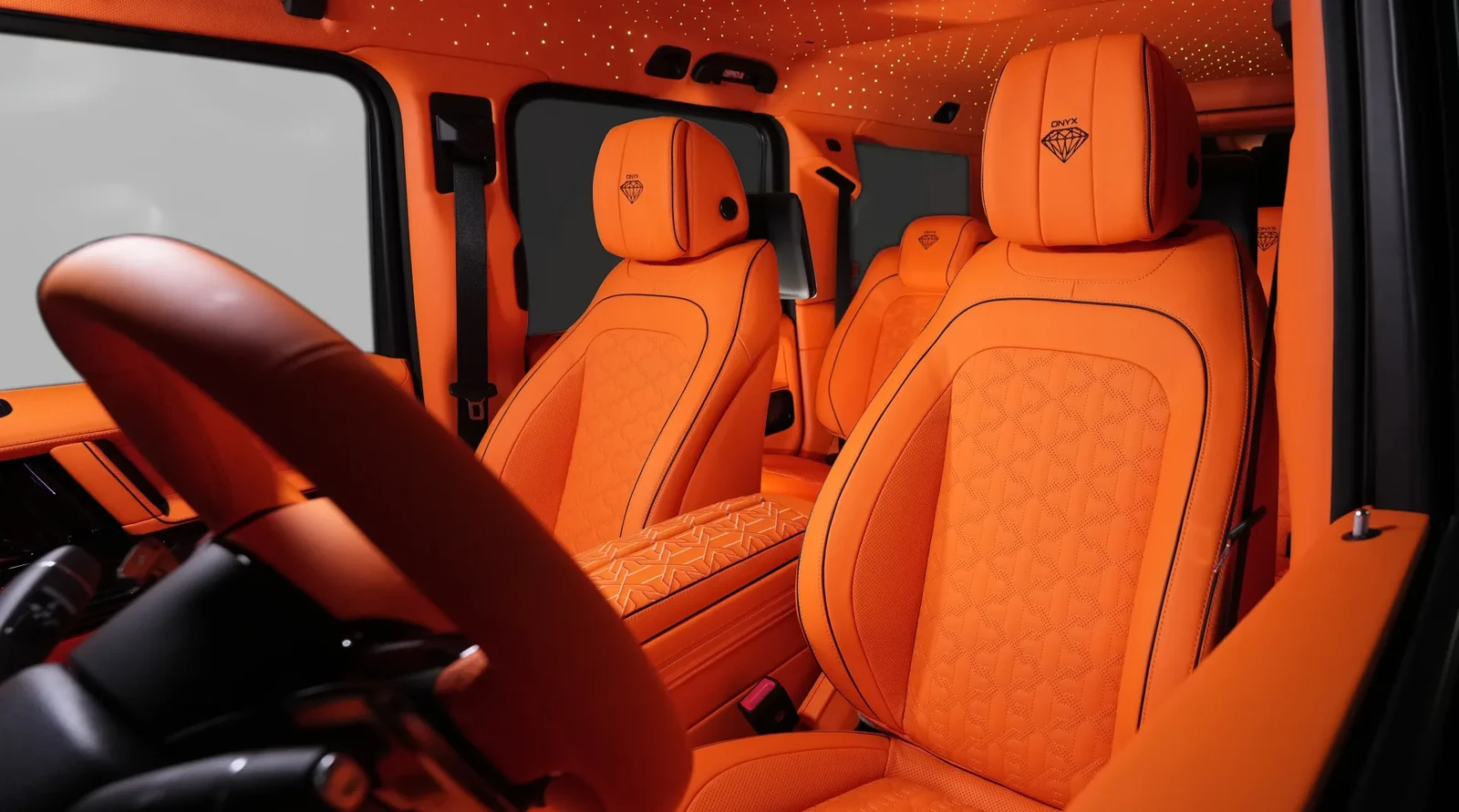 2025 Mercedes-Benz G-Class G8X Rage by Onyx Concept interior, seats, Mandarin orange