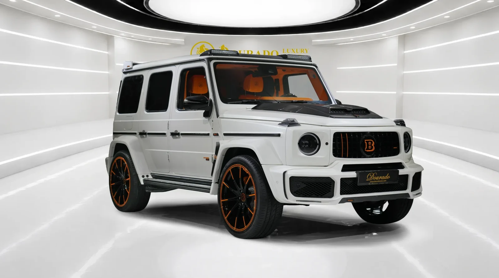 2021 Mercedes-Benz G-Class BRABUS G800, White, complete car from a front three-quarter angle
