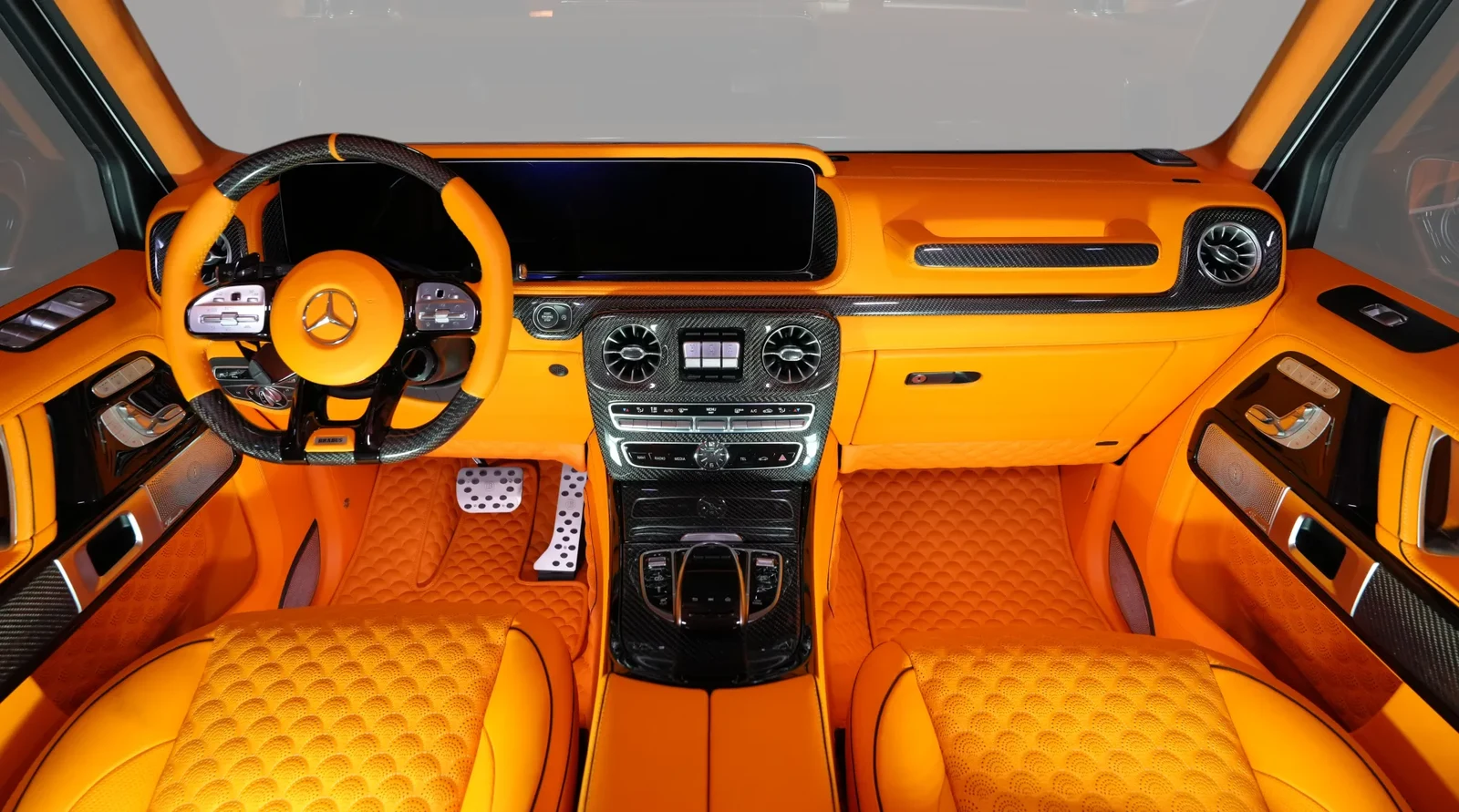 2021 Mercedes-Benz G-Class BRABUS G800 interior, Mandarin Orange
