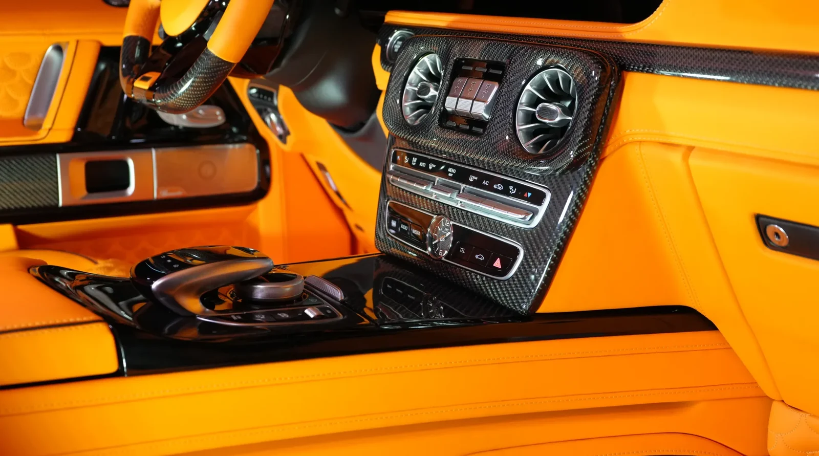 2021 Mercedes-Benz G-Class BRABUS G800 interior, Mandarin Orange