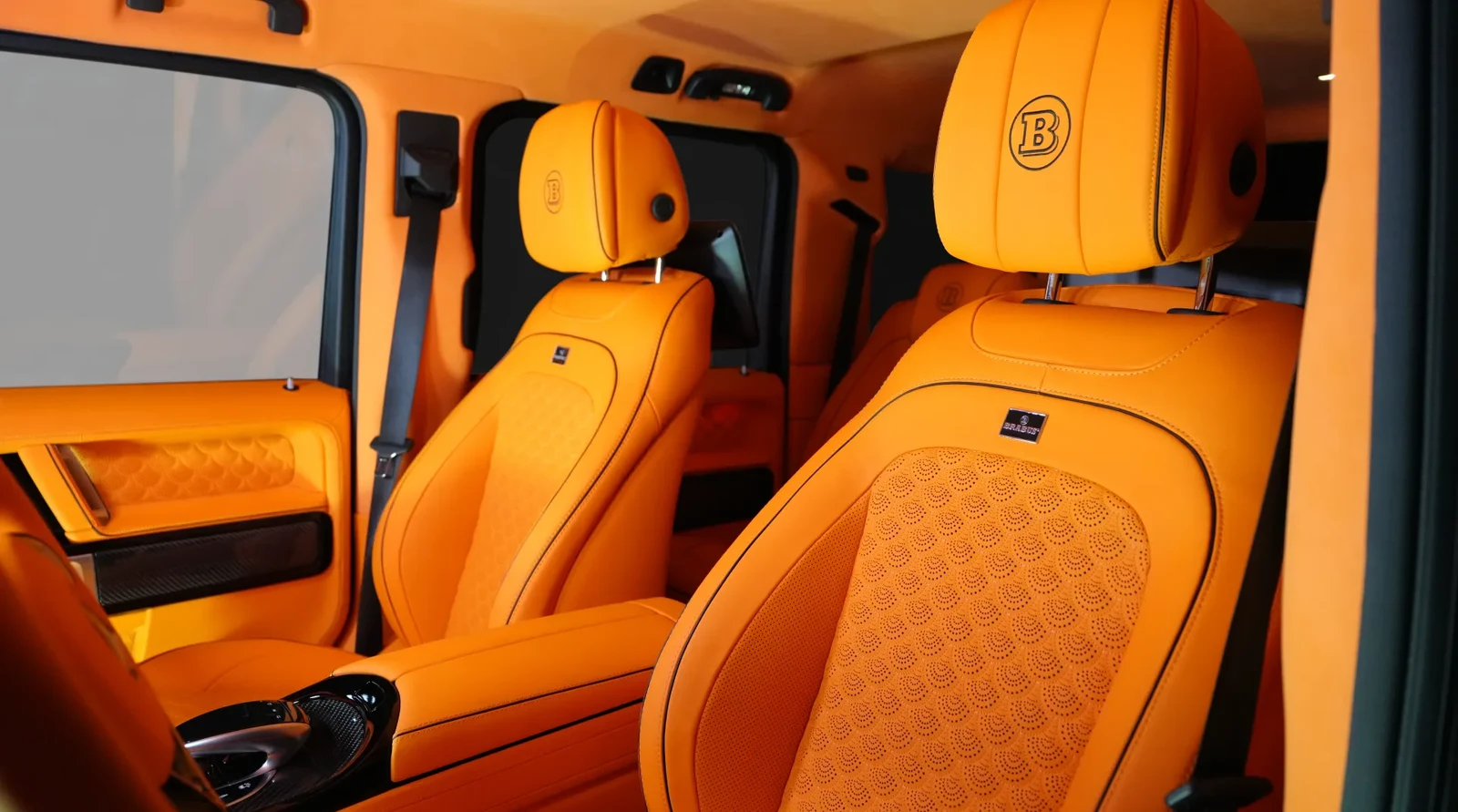 2021 Mercedes-Benz G-Class BRABUS G800 interior, seats, Mandarin Orange