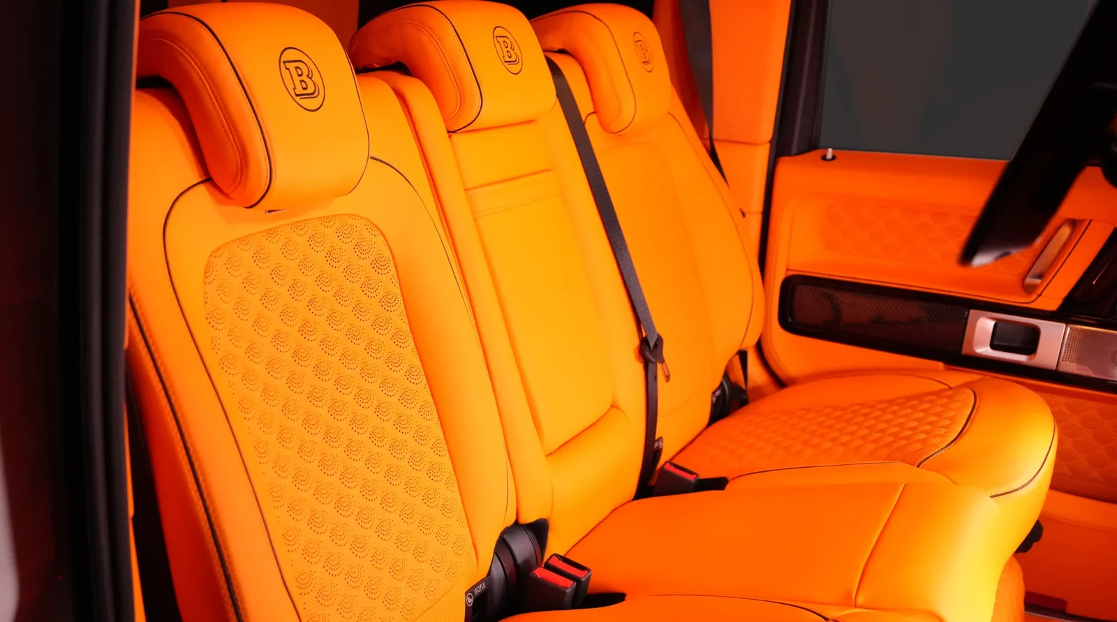 2021 Mercedes-Benz G-Class BRABUS G800 interior, seats, Mandarin Orange