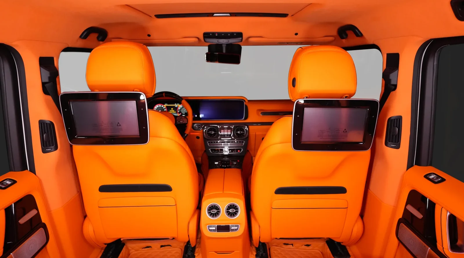 2021 Mercedes-Benz G-Class BRABUS G800 interior, seats, Mandarin Orange