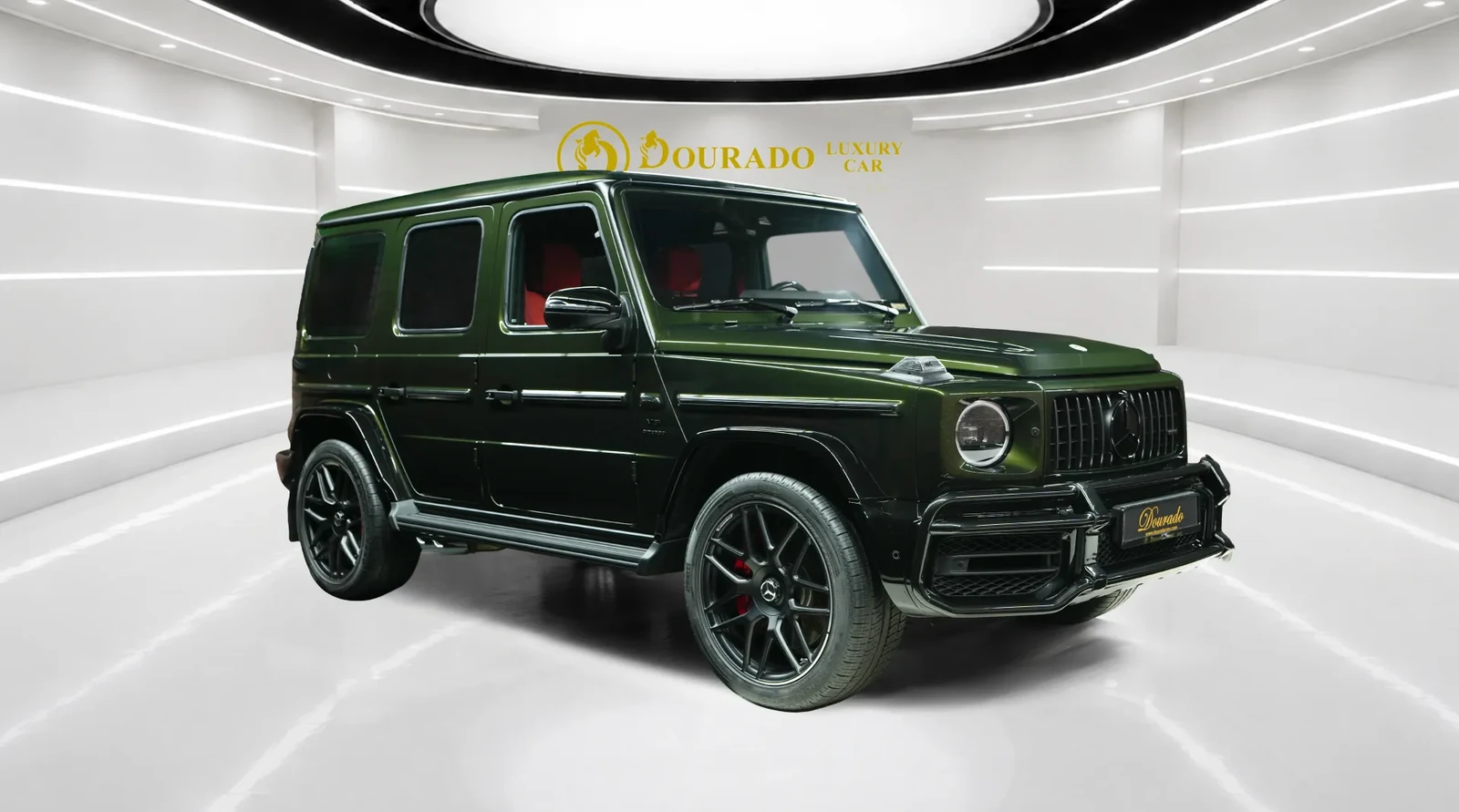 2023 Mercedes-AMG G 63, Olive Green, complete car from a front three-quarter angle