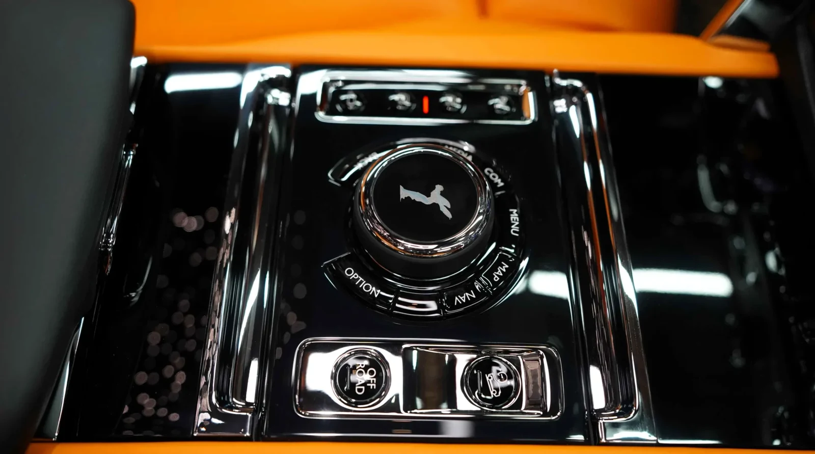 2024 Rolls-Royce Cullinan by Onyx Concept interior, center console, Mandarin Orange