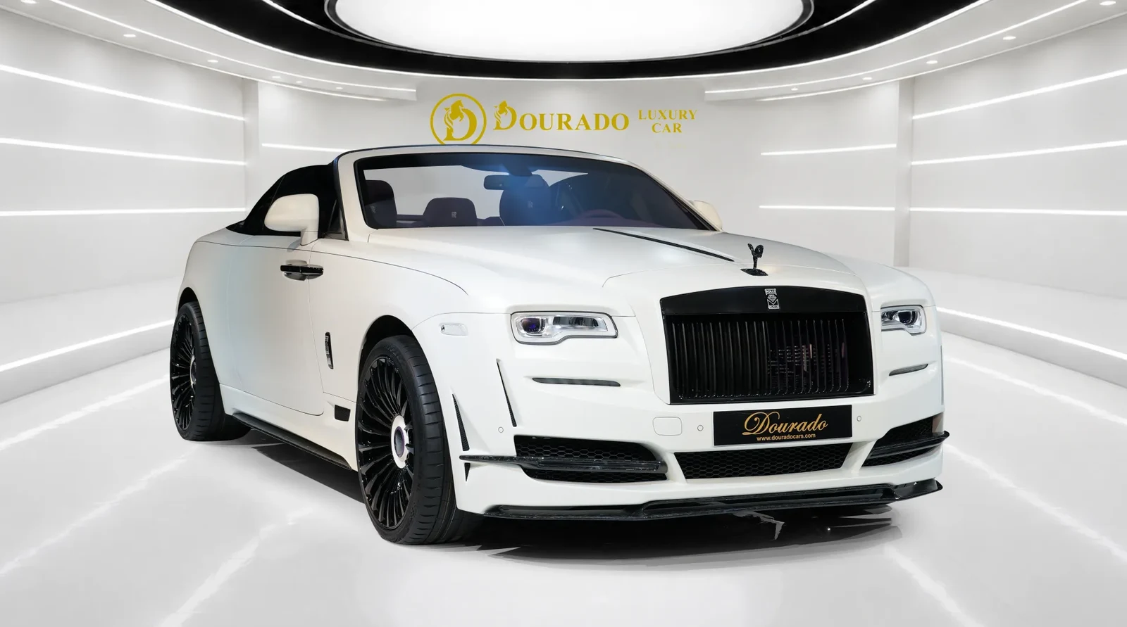 2020 Rolls-Royce Dawn by Onyx Concept, Special Paint: White Satin Finish, complete car from a front three-quarter angle