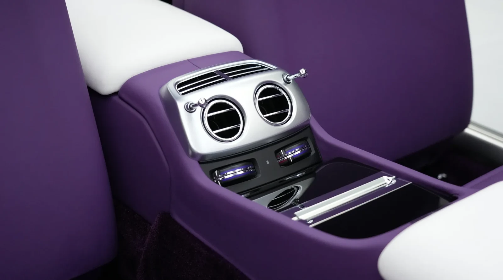 2020 Rolls-Royce Dawn by Onyx Concept interior, center console, Purple and White