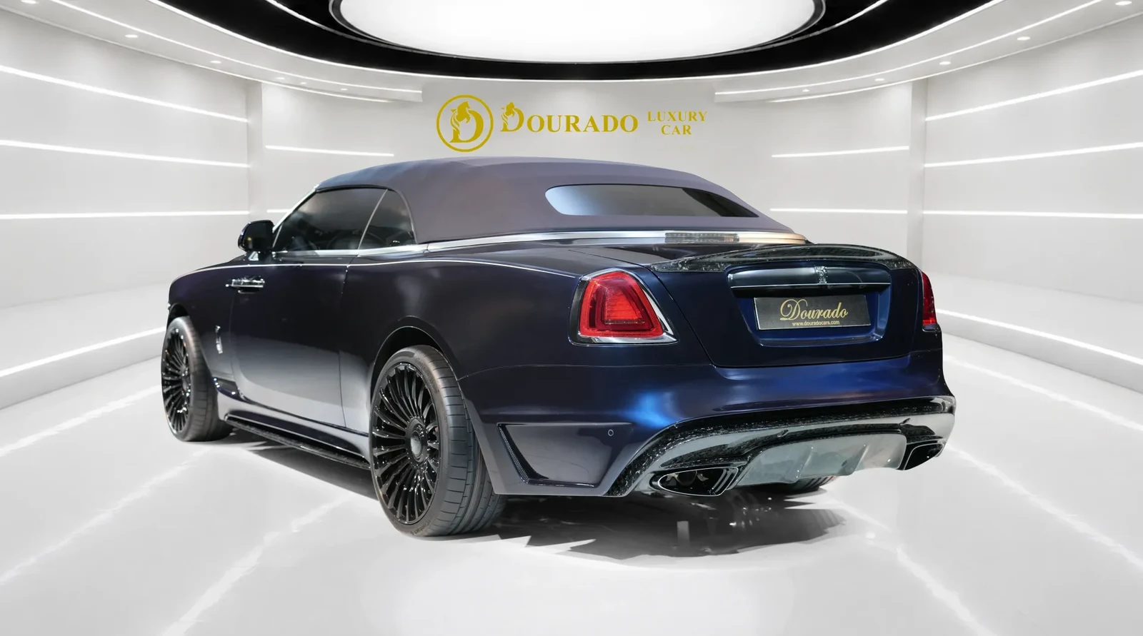 2022 Rolls-Royce Dawn by Onyx Concept, rear three-quarter view, Special Paint: Midnight Sapphire Blue
