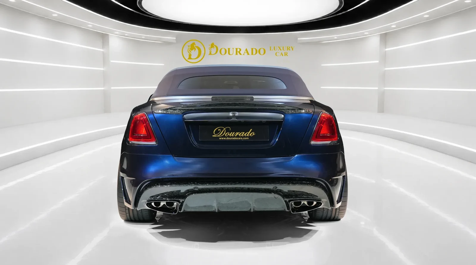 2022 Rolls-Royce Dawn by Onyx Concept, rear three-quarter view, Special Paint: Midnight Sapphire Blue