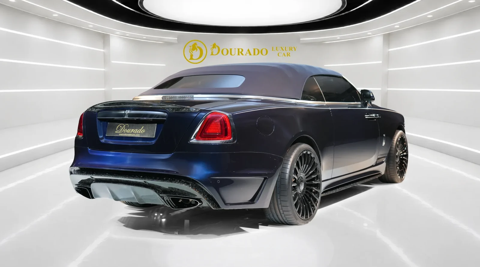 2022 Rolls-Royce Dawn by Onyx Concept, rear three-quarter view, Special Paint: Midnight Sapphire Blue