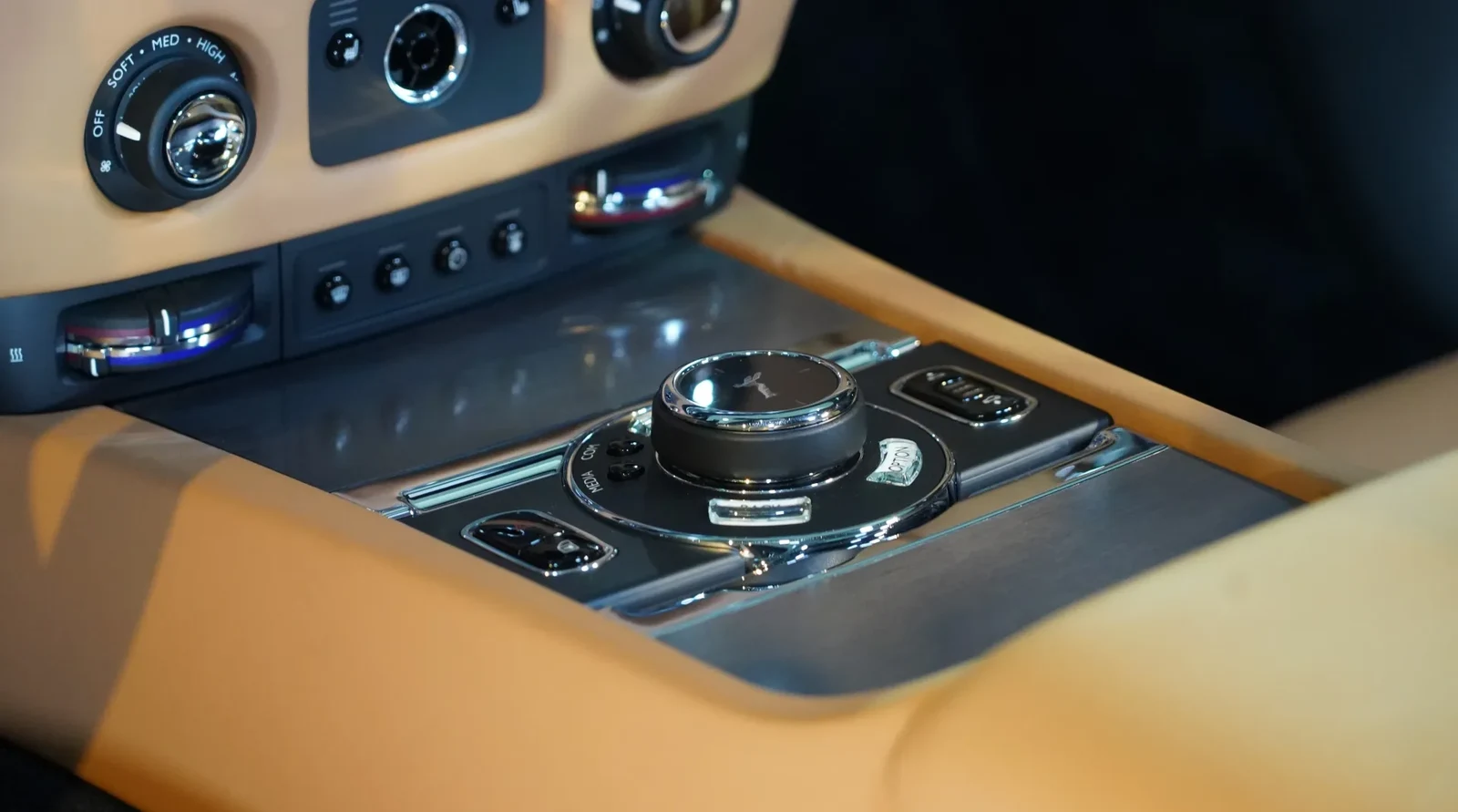 2020 Rolls-Royce Wraith by Onyx Concept interior, center console, Saddlery Tan Brown
