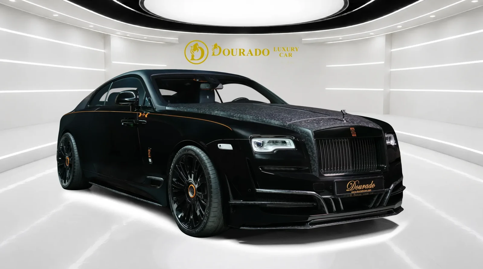 2020 Rolls-Royce Wraith Black Badge by Onyx Concept, Black Metallic & Anthracite Grey Matte, complete car from a front three-quarter angle