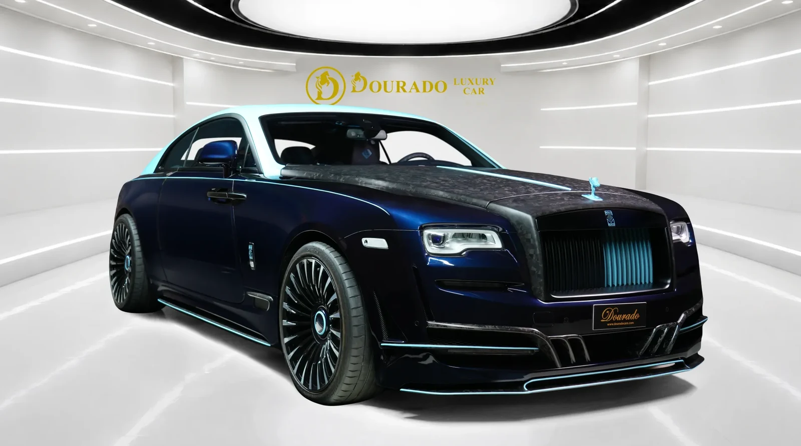 2020 Rolls-Royce Wraith by Onyx Concept, Midnight Sapphire, complete car from a front three-quarter angle