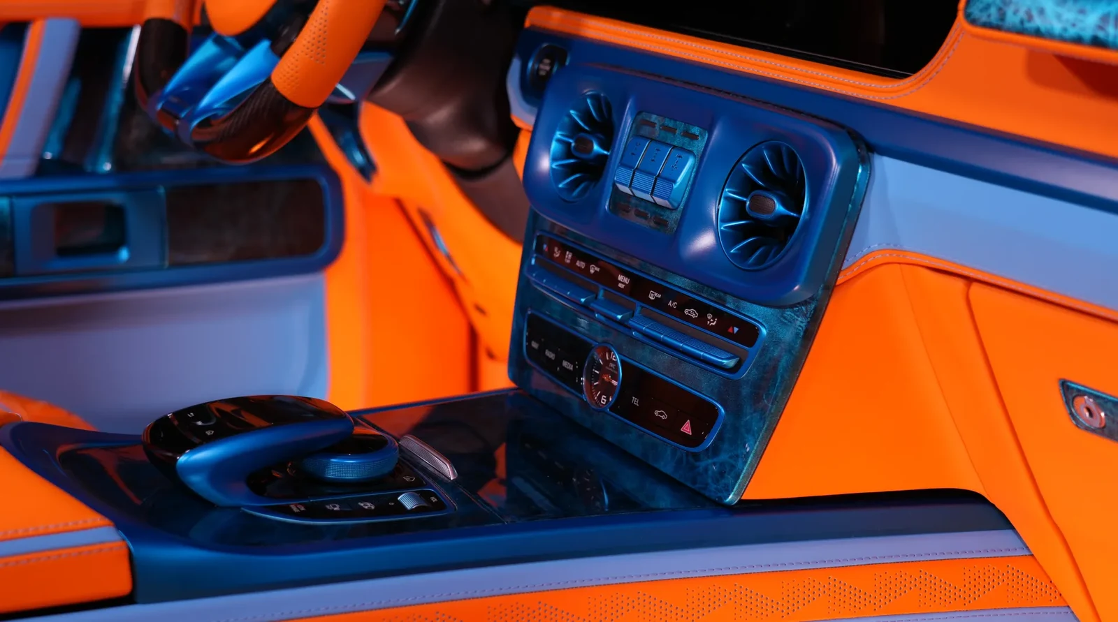 2023 Mercedes-Benz G-Class G7X Rage by Onyx Concept interior, Mandarine Orange & Pacific Blue