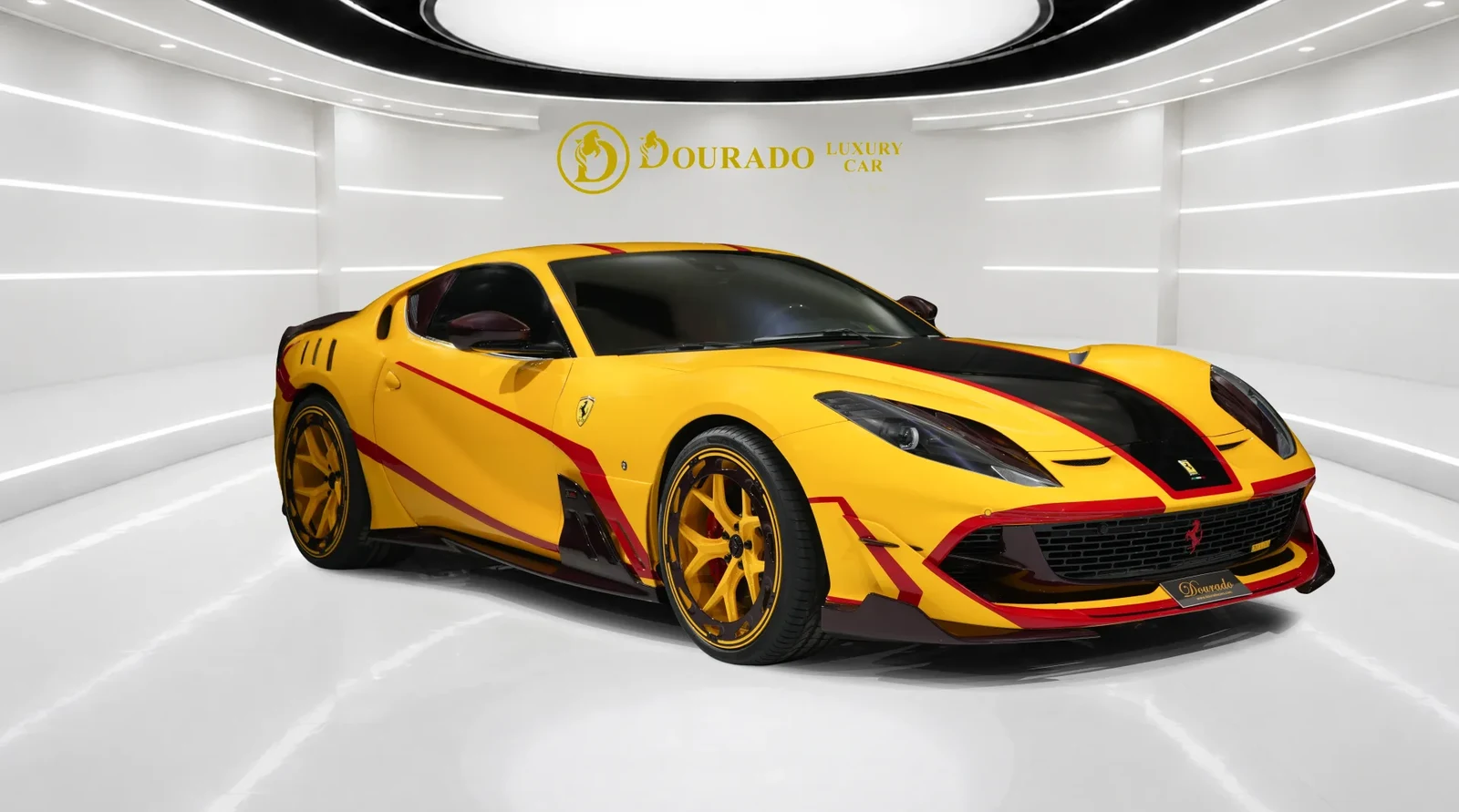 2021 Ferrari 812 Superfast 8XX by Onyx Concept, GIALLO MODENA YELLOW, complete car from a front three-quarter angle
