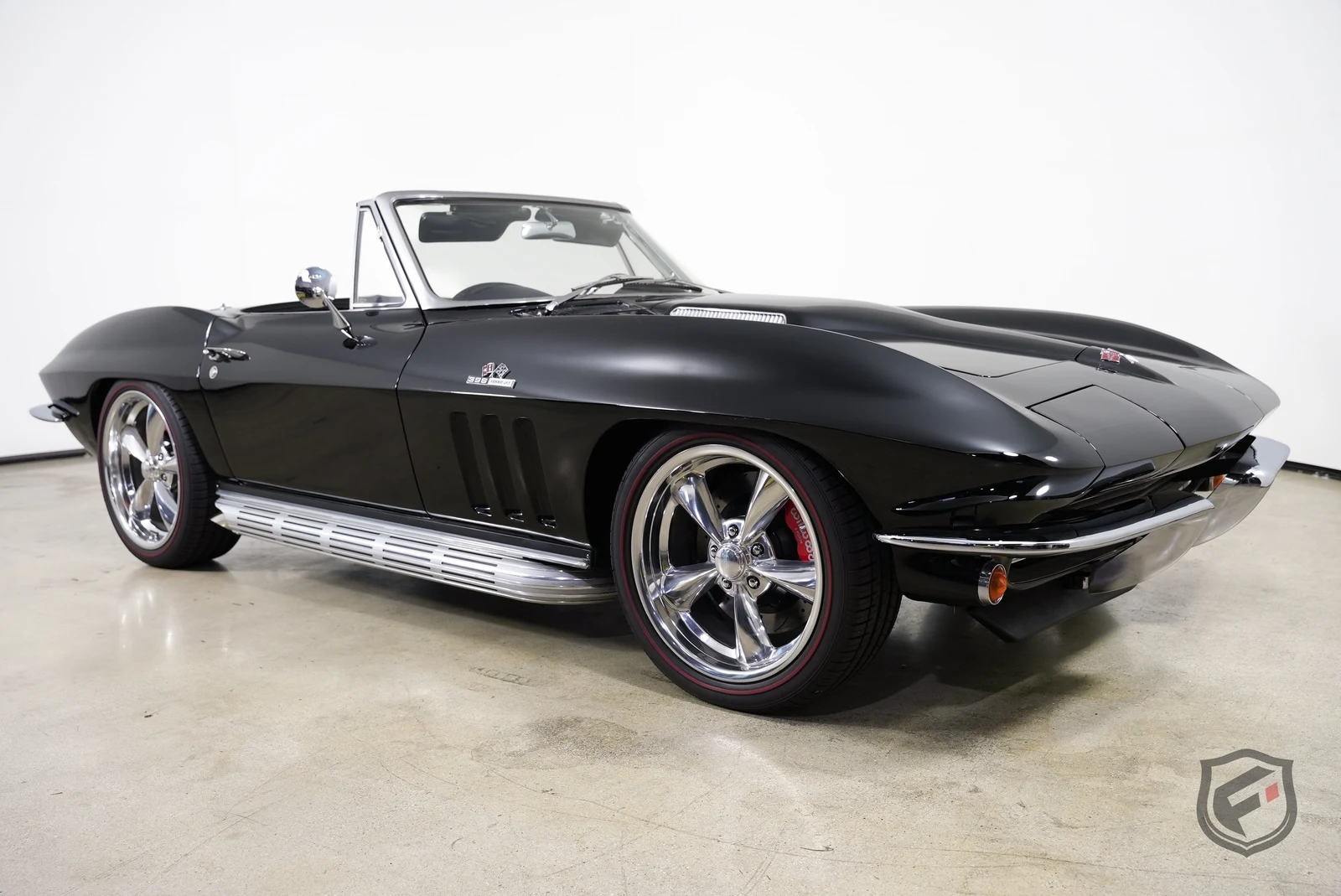 1965 Chevrolet Corvette convertible LS3 restomod in Tuxedo Black offered by Fusion Luxury Motors in Chatsworth, California