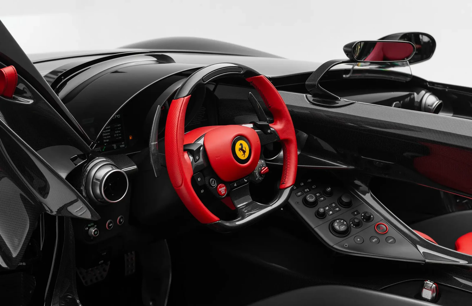 2021 Ferrari Monza SP2 interior, Red seats with black details