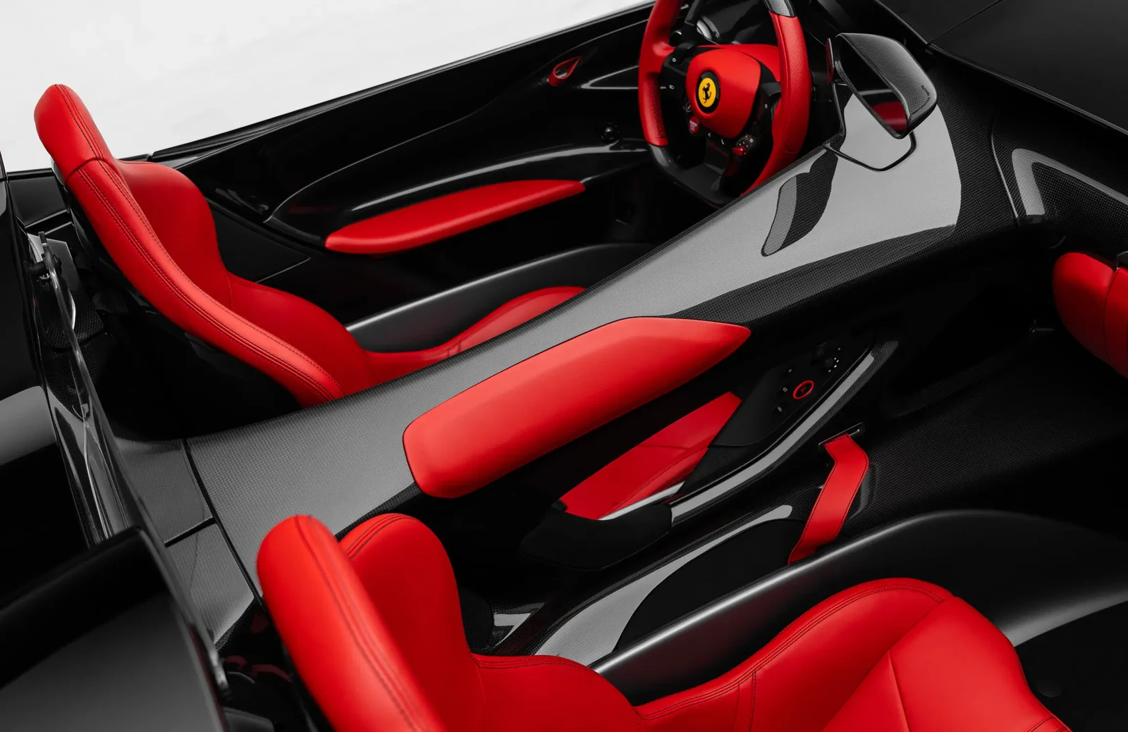 2021 Ferrari Monza SP2 interior, seats, Red seats with black details